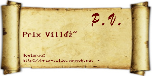 Prix Villő névjegykártya